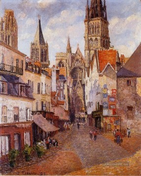  Sonne Kunst - Sonnenlicht Nachmittag la rue de l Epicerie rouen 1898 Camille Pissarro
